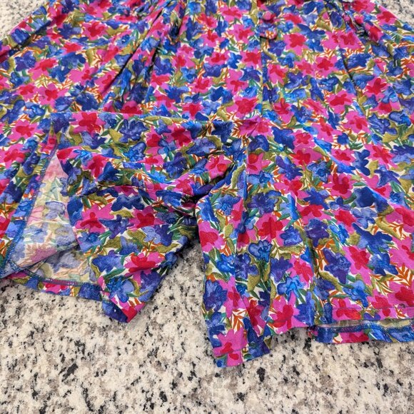 VINTAGE Nwt Floral Romper L Button Front Lace-Up Sides Flutter Sleeves Tie Back - Picture 4 of 13